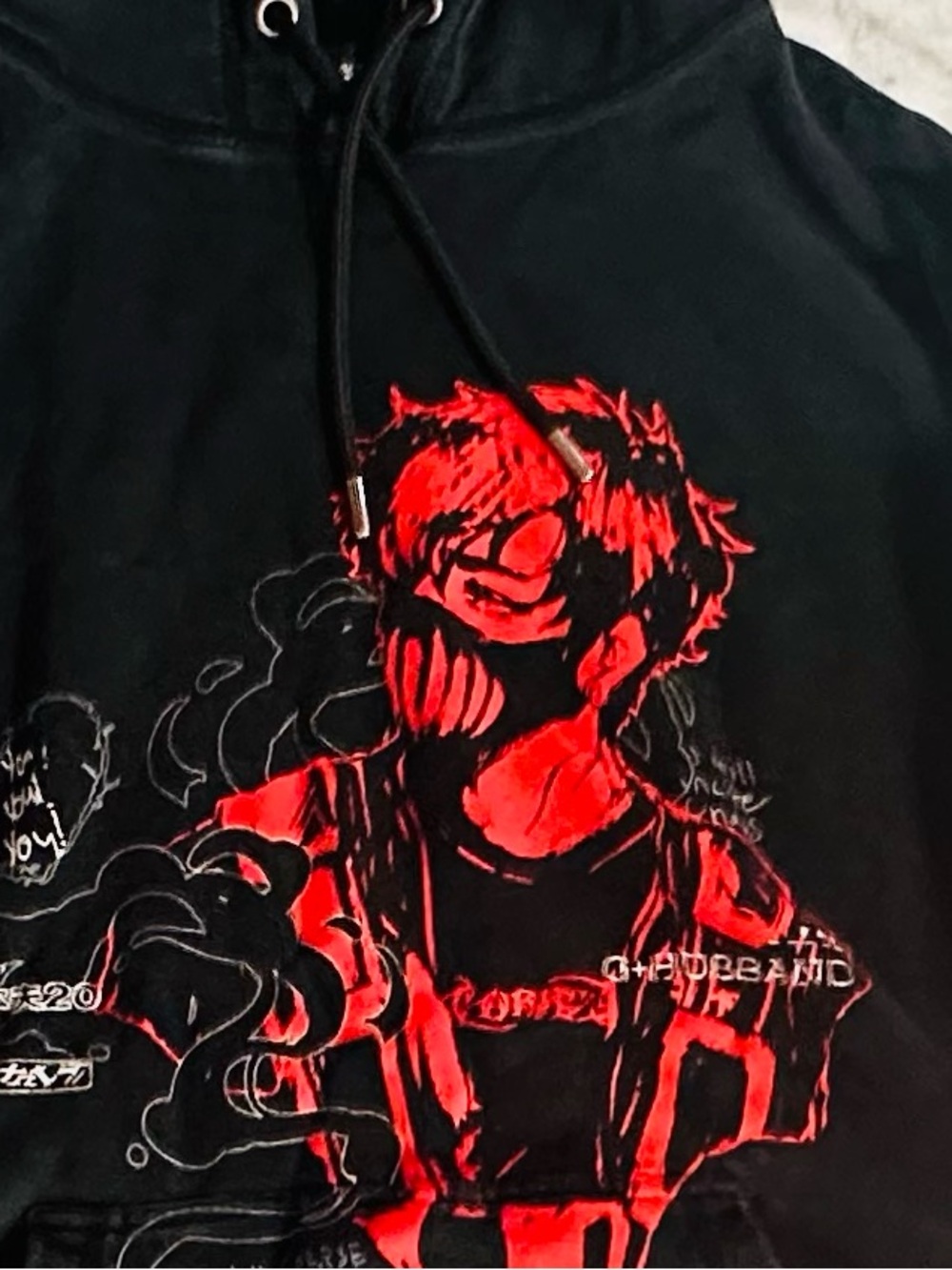Corpse Husband Miss You Anime Hoodie L Black Acid Wash Pullover I Am Corpse